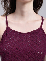 Thumbnail for Jainish Women's WoPurple Chikankari Sequen Work Empire Top - Distacart