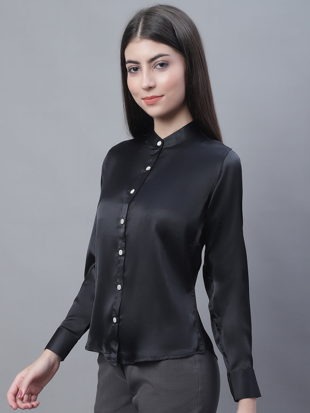 Jainish Women's Black Solid Shirt Style Top - Distacart