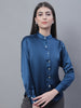 Jainish Women's Blue Solid Shirt Style Top - Distacart