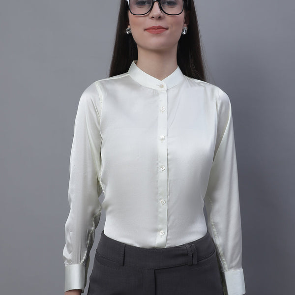 Jainish Women's White Solid Shirt Style Top - Distacart