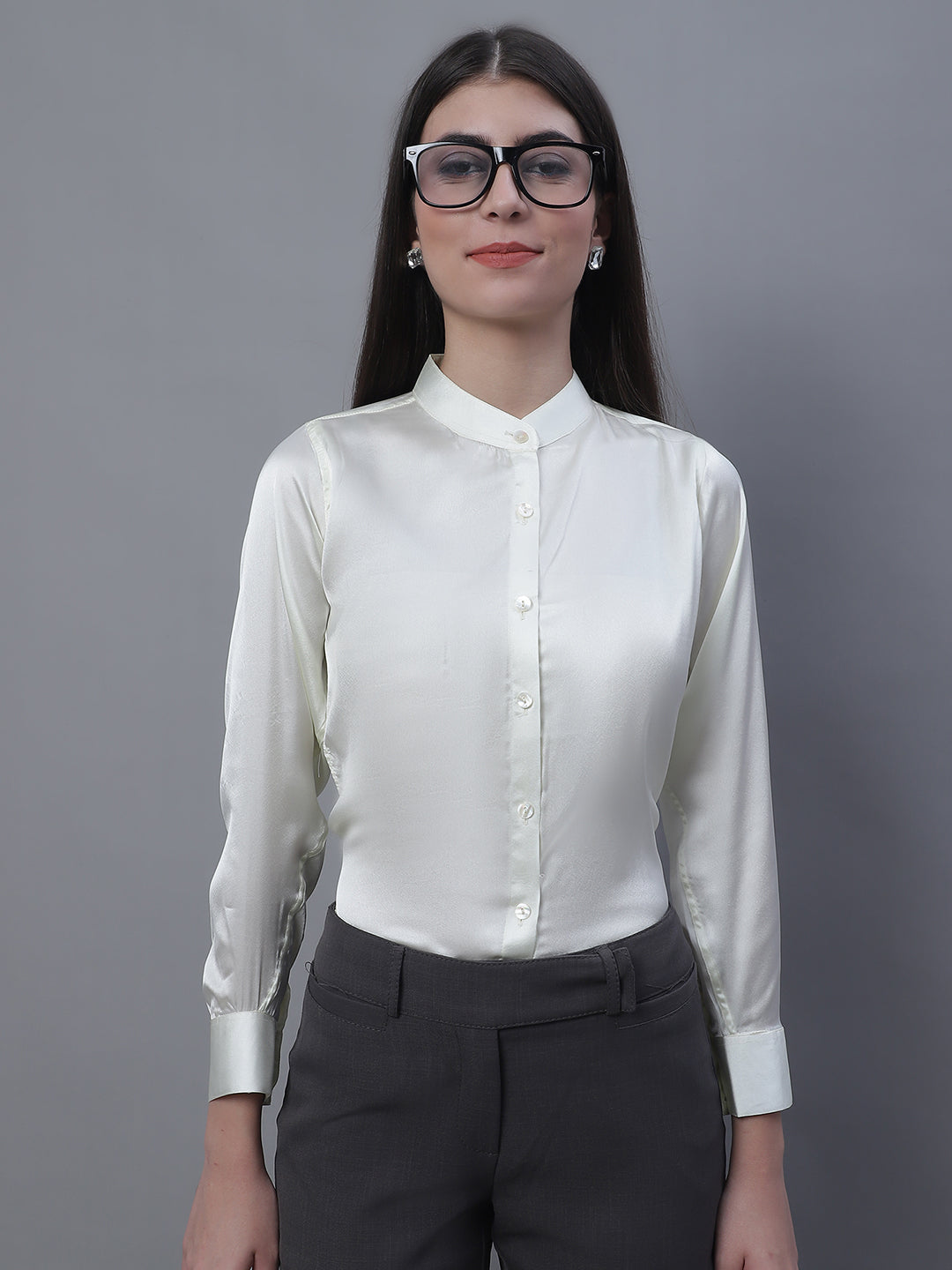 Jainish Women's White Solid Shirt Style Top - Distacart