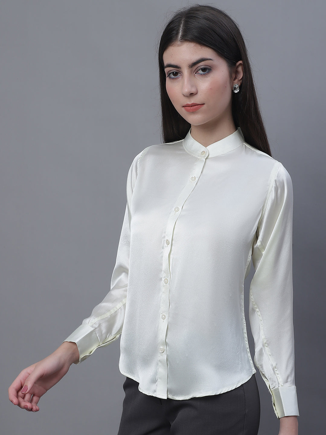 Jainish Women's White Solid Shirt Style Top - Distacart