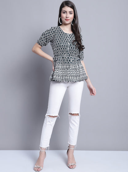Jainish Women's WoChikankari & Sequins Work Empire Top - Olive - Distacart