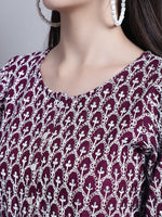 Thumbnail for Jainish Women's WoChikankari & Sequins Work Empire Top - Purple - Distacart