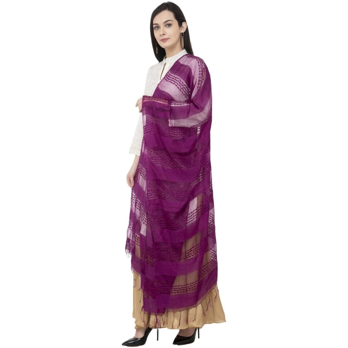 A R SILK Payal Plan Regular Dupatta Purple Color Dupatta or Chunni