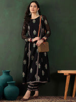 Thumbnail for Sangria Floral Printed A-Line Kurta With Trouser