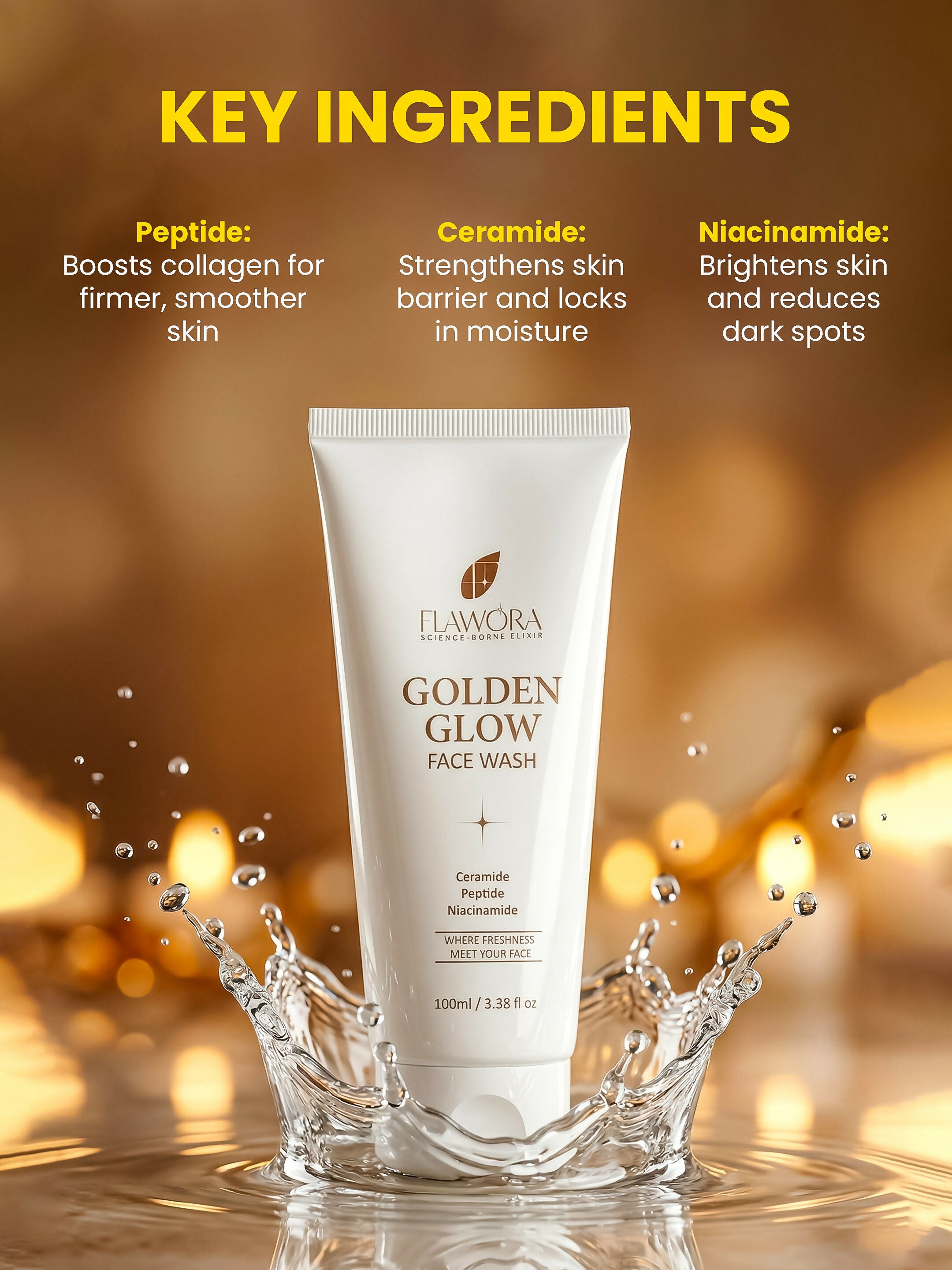 Flawora Golden Glow Face Wash - Dista