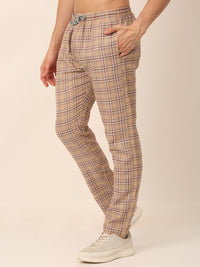 Thumbnail for Jainish Men's Checked Cotton Track Pants - Brown - Distacart