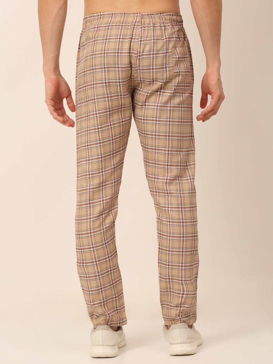 Jainish Men's Checked Cotton Track Pants - Brown - Distacart