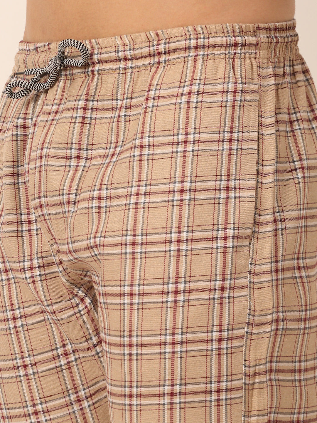 Jainish Men's Checked Cotton Track Pants - Brown - Distacart