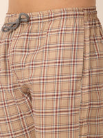 Thumbnail for Jainish Men's Checked Cotton Track Pants - Brown - Distacart