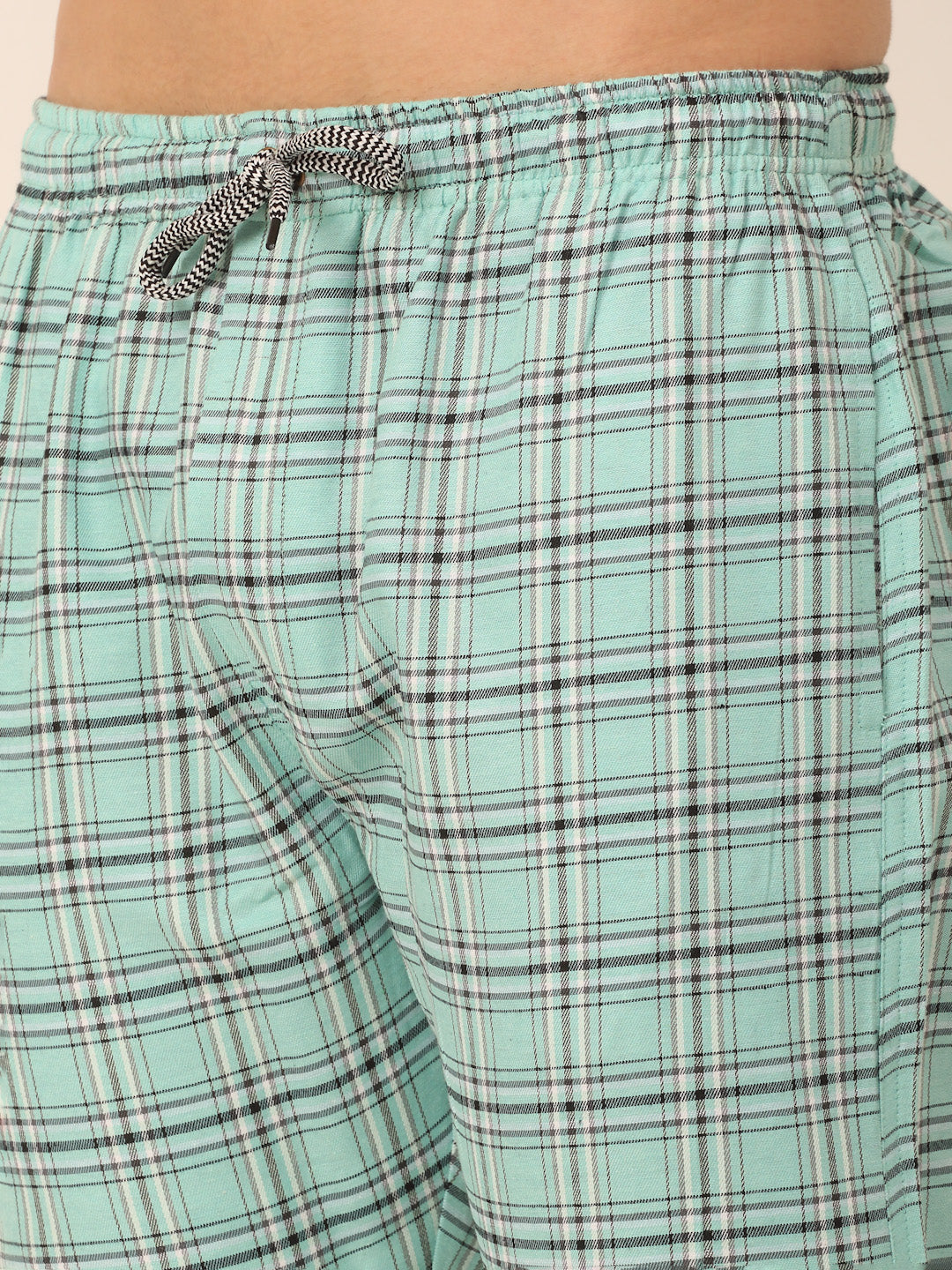 Jainish Men's Checked Cotton Track Pants - Green - Distacart