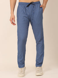 Thumbnail for Jainish Men's Checked Cotton Track Pants - Blue - Distacart