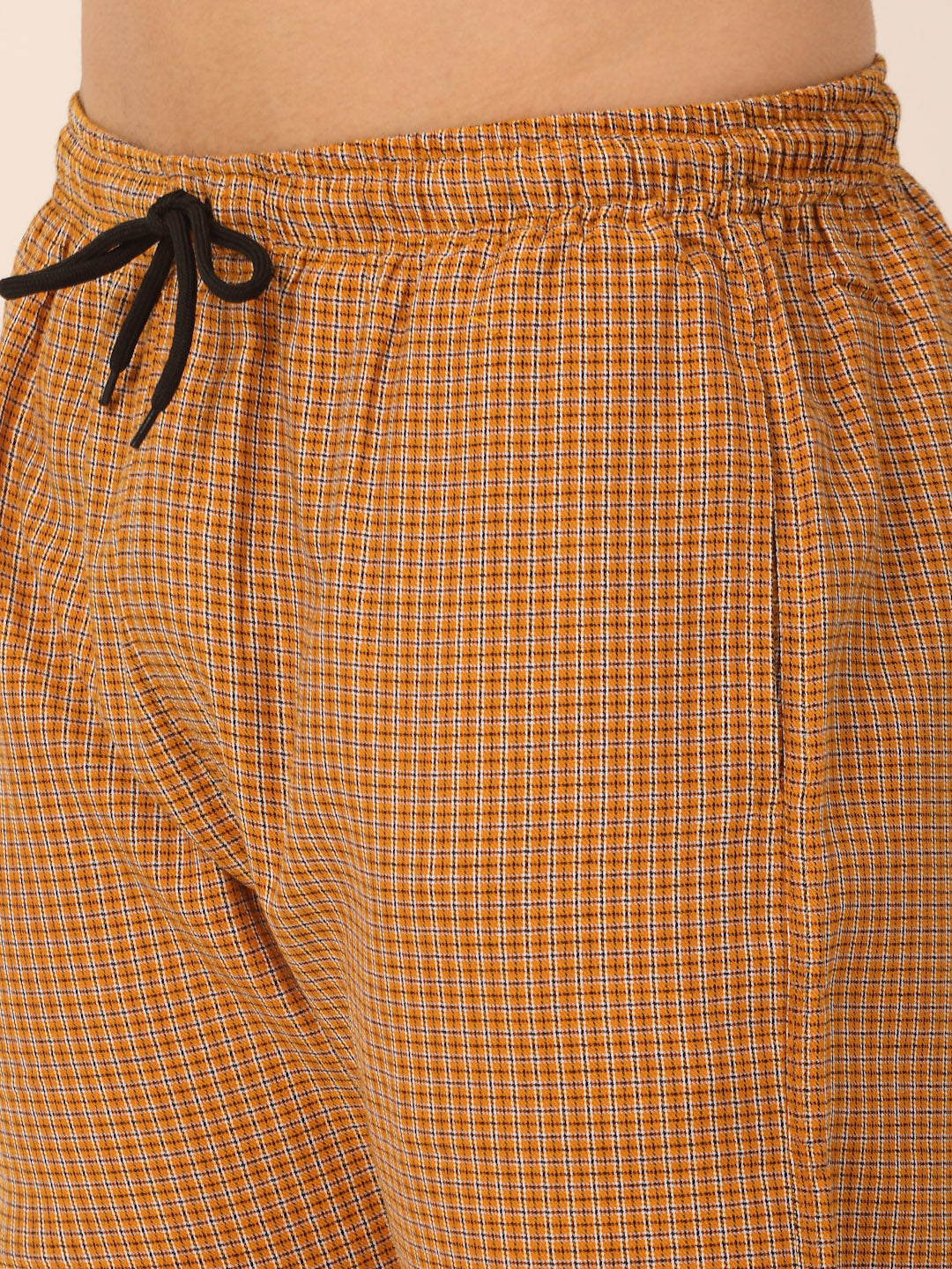 Jainish Men's Checked Cotton Track Pants - Mustard - Distacart