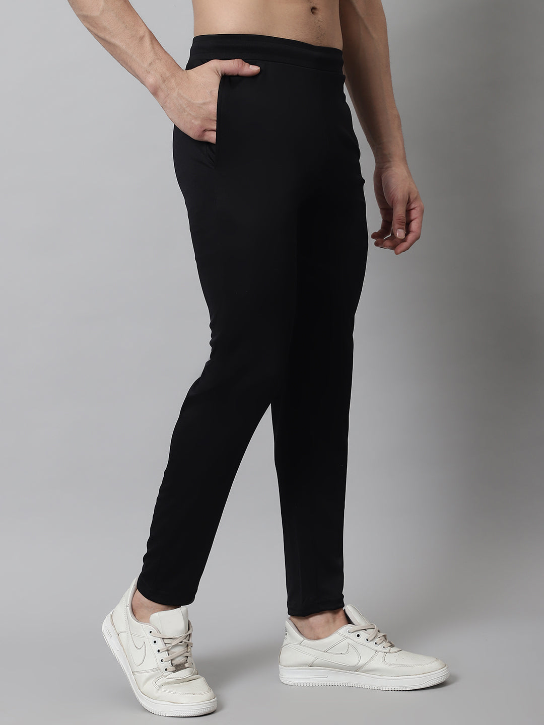 Jainish Men's Black Solid Streachable Lycra Trackpants - Distacart