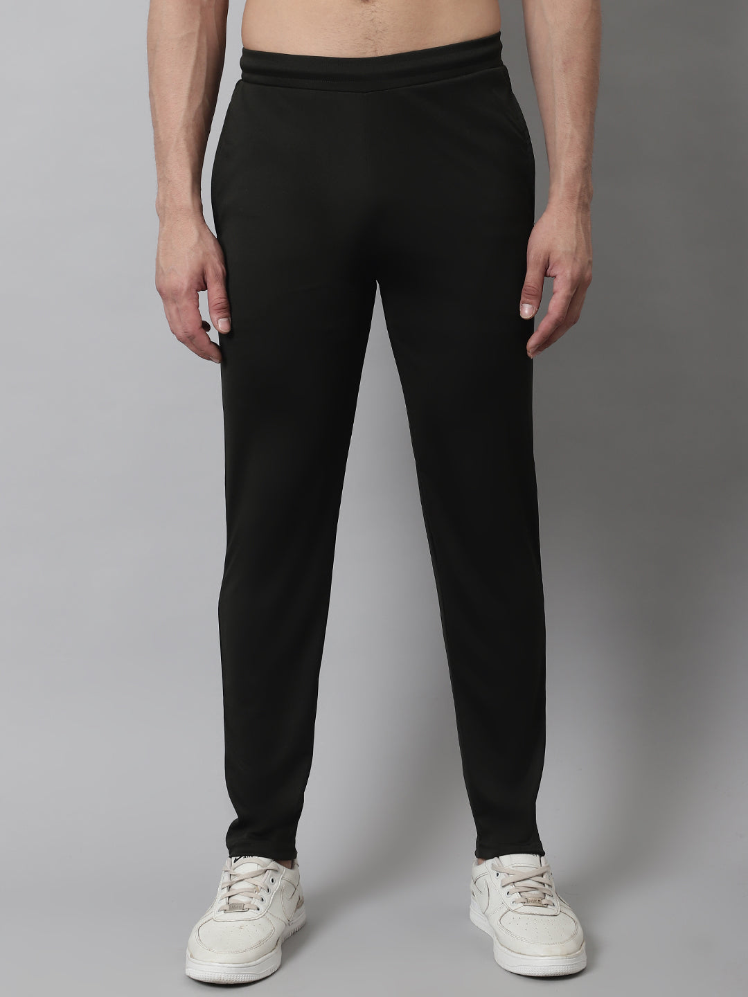 Jainish Men's Olive Solid Streachable Lycra Trackpants - Distacart