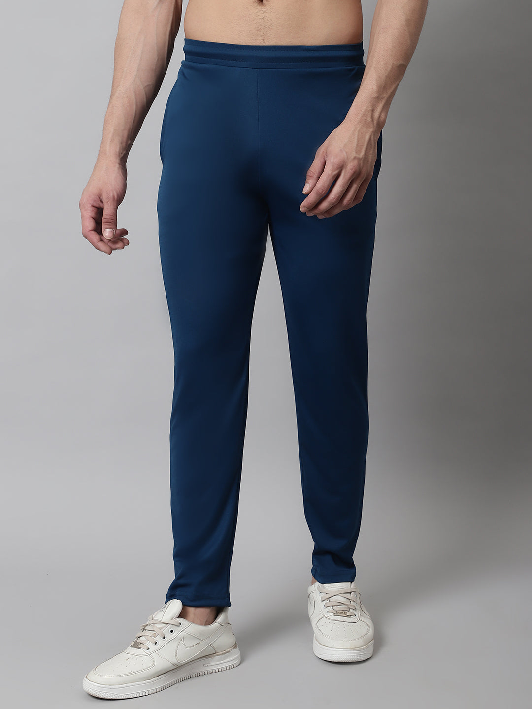 Jainish Men's Blue Solid Streachable Lycra Trackpants - Distacart