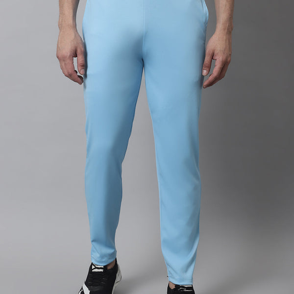 Jainish Men's Sky Blue Solid Streachable Lycra Trackpants - Distacart