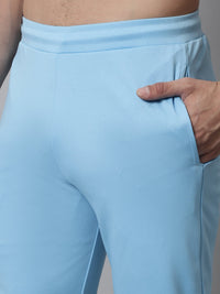 Thumbnail for Jainish Men's Sky Blue Solid Streachable Lycra Trackpants - Distacart