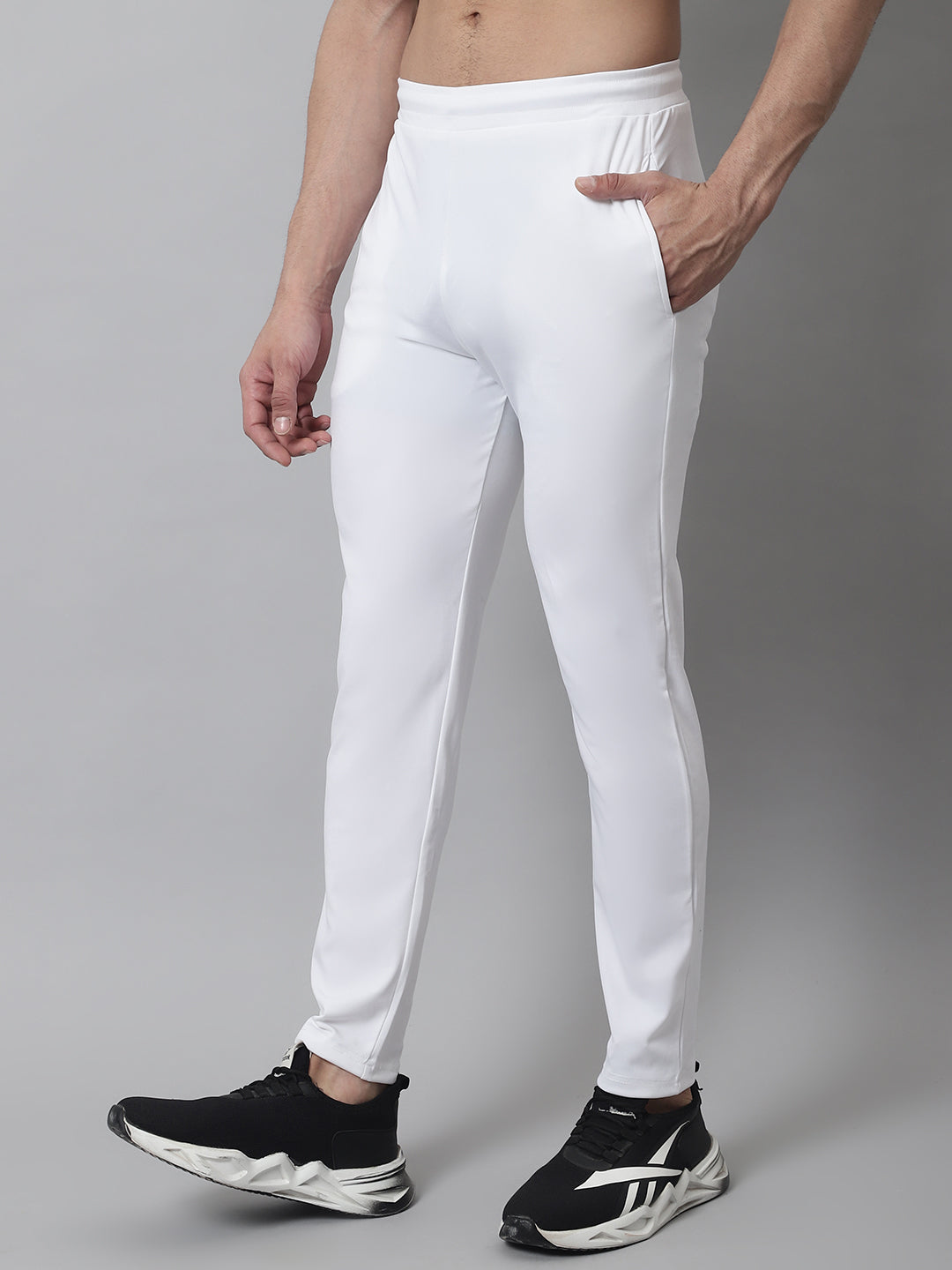 Jainish Men's White Solid Streachable Lycra Trackpants - Distacart