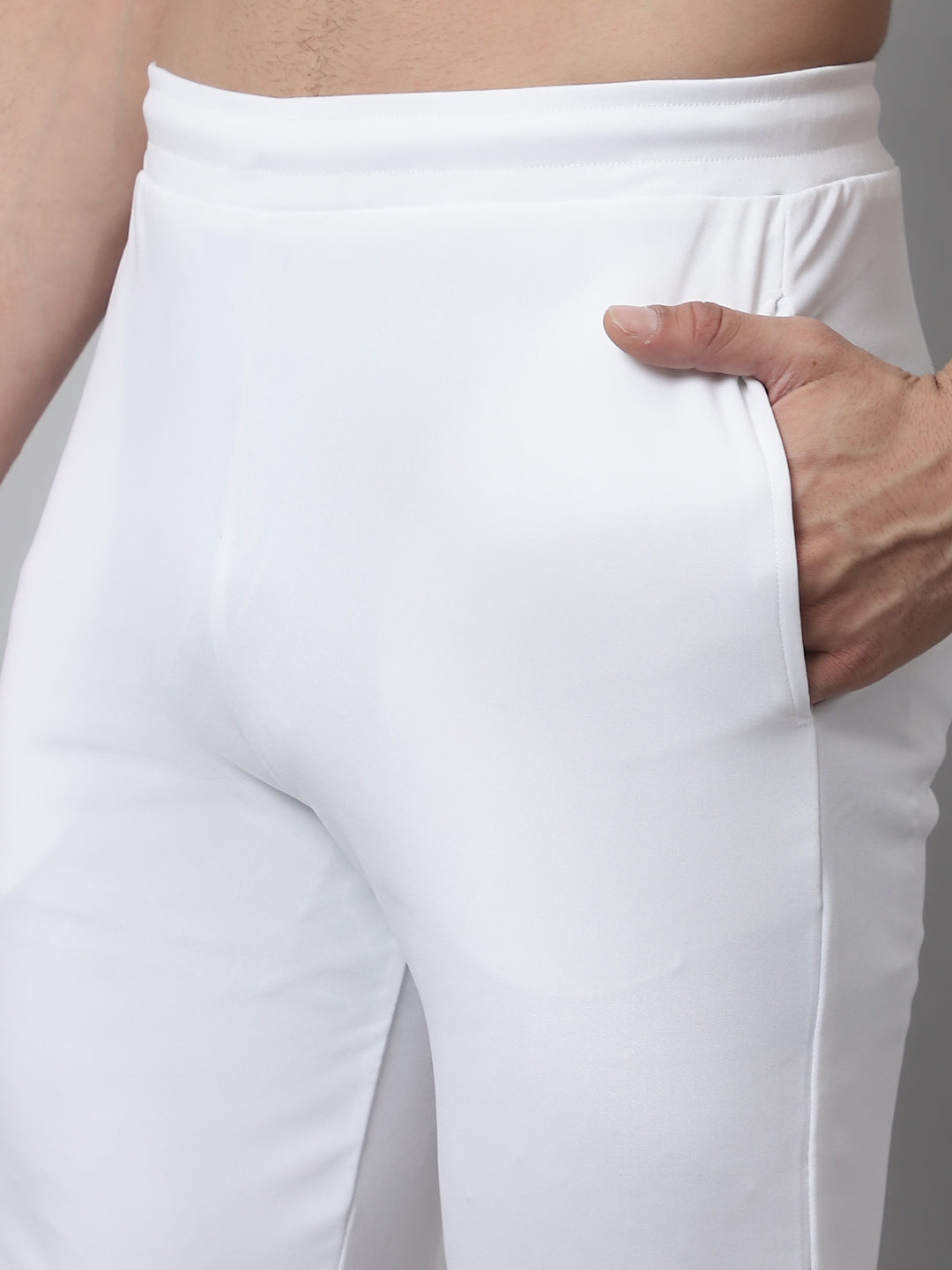 Jainish Men's White Solid Streachable Lycra Trackpants - Distacart