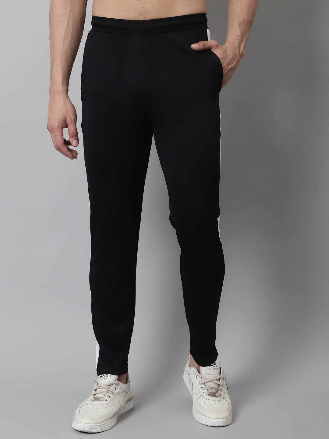 Jainish Men's Black and White Striped Streachable Lycra Trackpants - Distacart