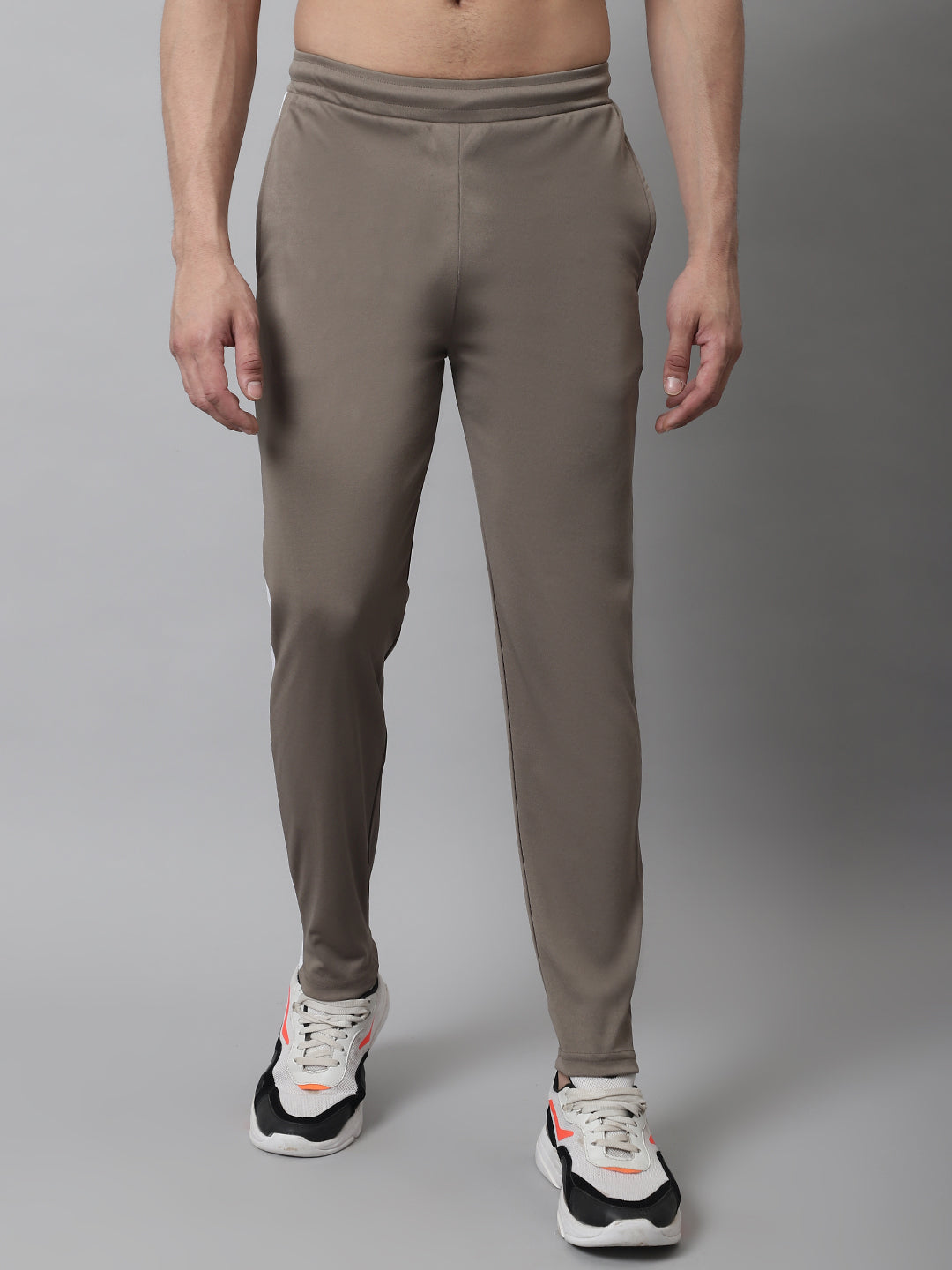 Jainish Men's Brown and White Striped Streachable Lycra Trackpants - Distacart