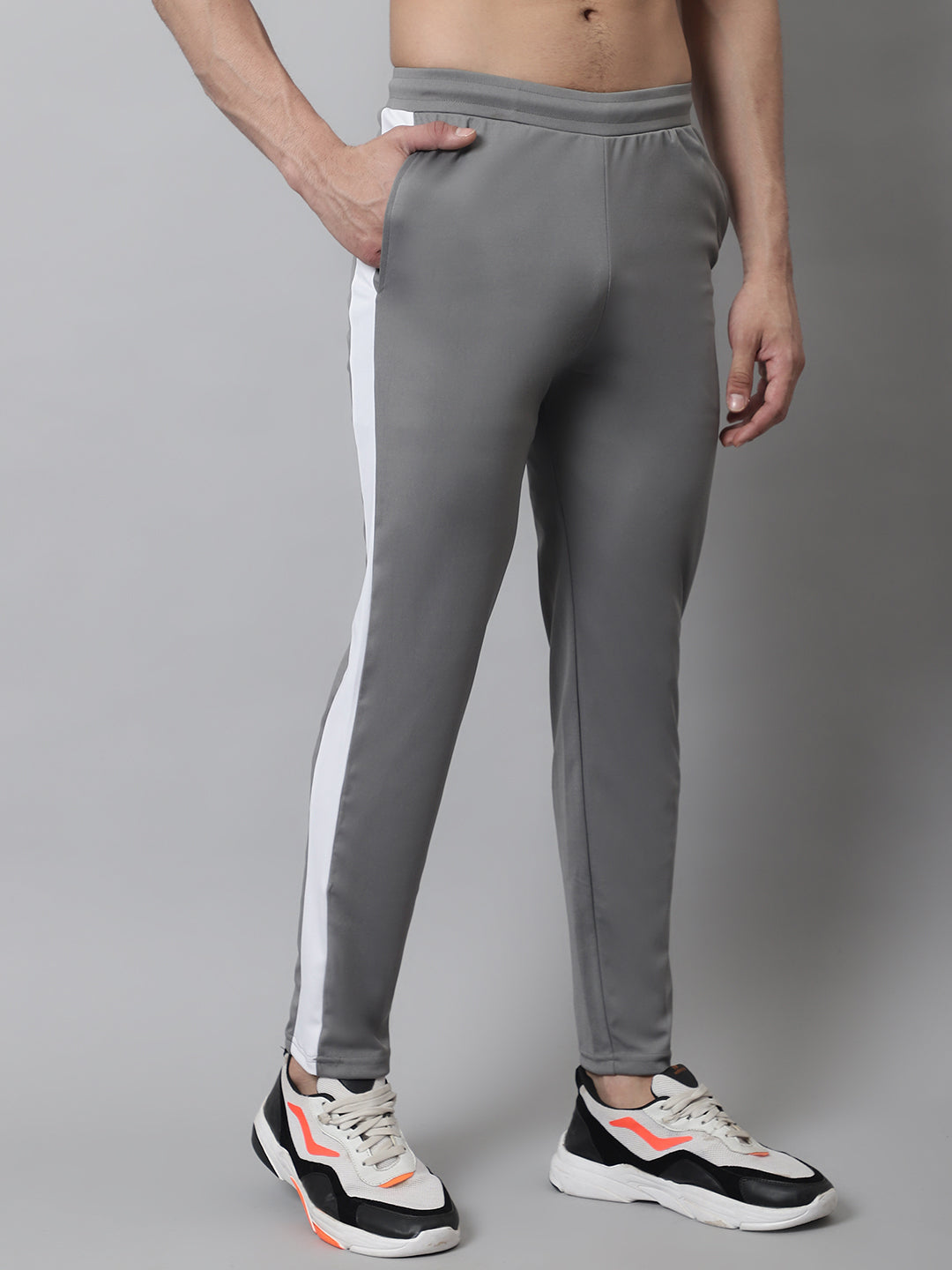 Jainish Men's Grey and White Striped Streachable Lycra Trackpants - Distacart