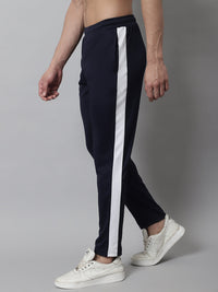 Thumbnail for Jainish Men's Navy Blue and White Striped Streachable Lycra Trackpants - Distacart