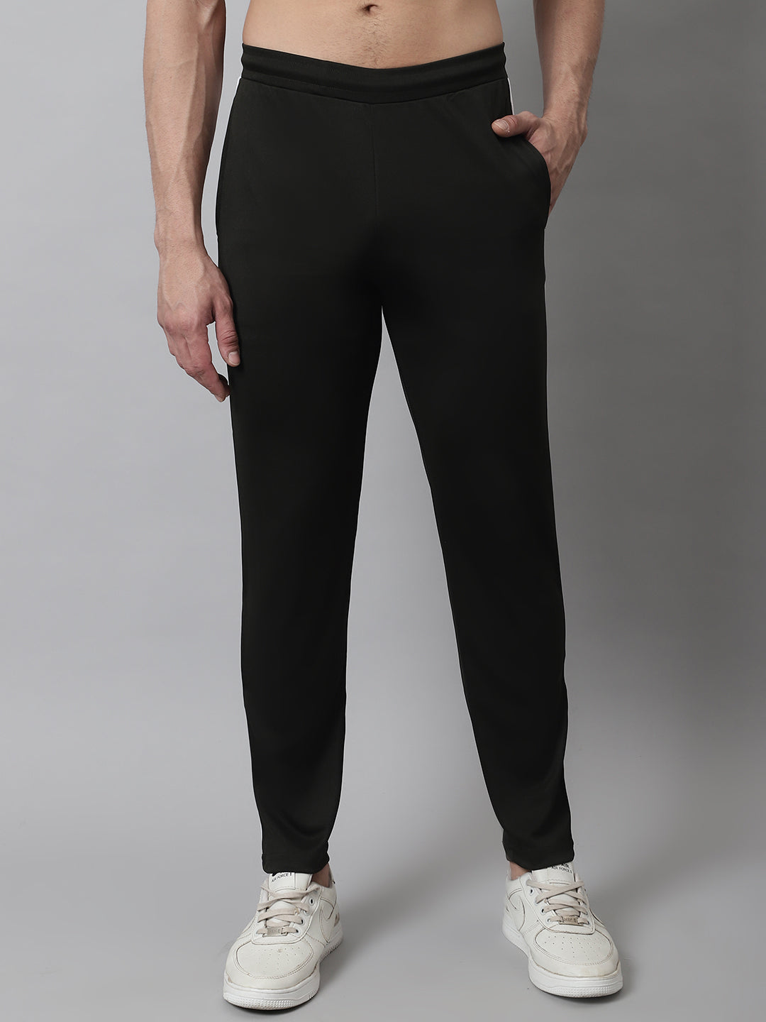 Jainish Men's Olive Green and White Striped Streachable Lycra Trackpants - Distacart