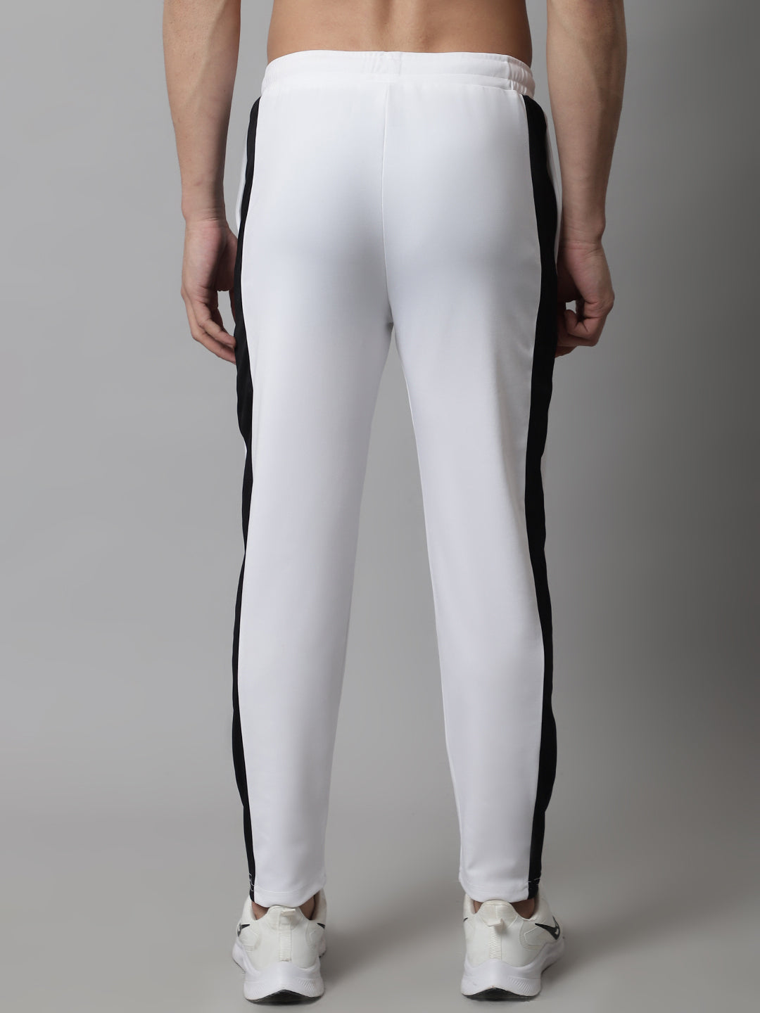 Jainish Men's White and Black Striped Streachable Lycra Trackpants - Distacart