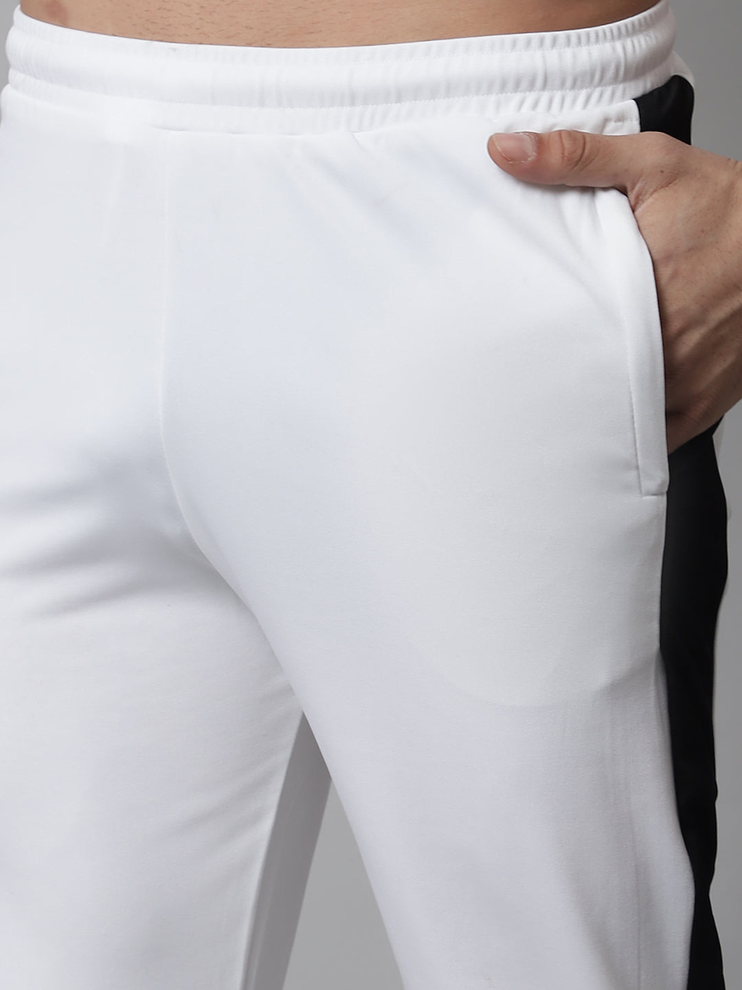 Jainish Men's White and Black Striped Streachable Lycra Trackpants - Distacart