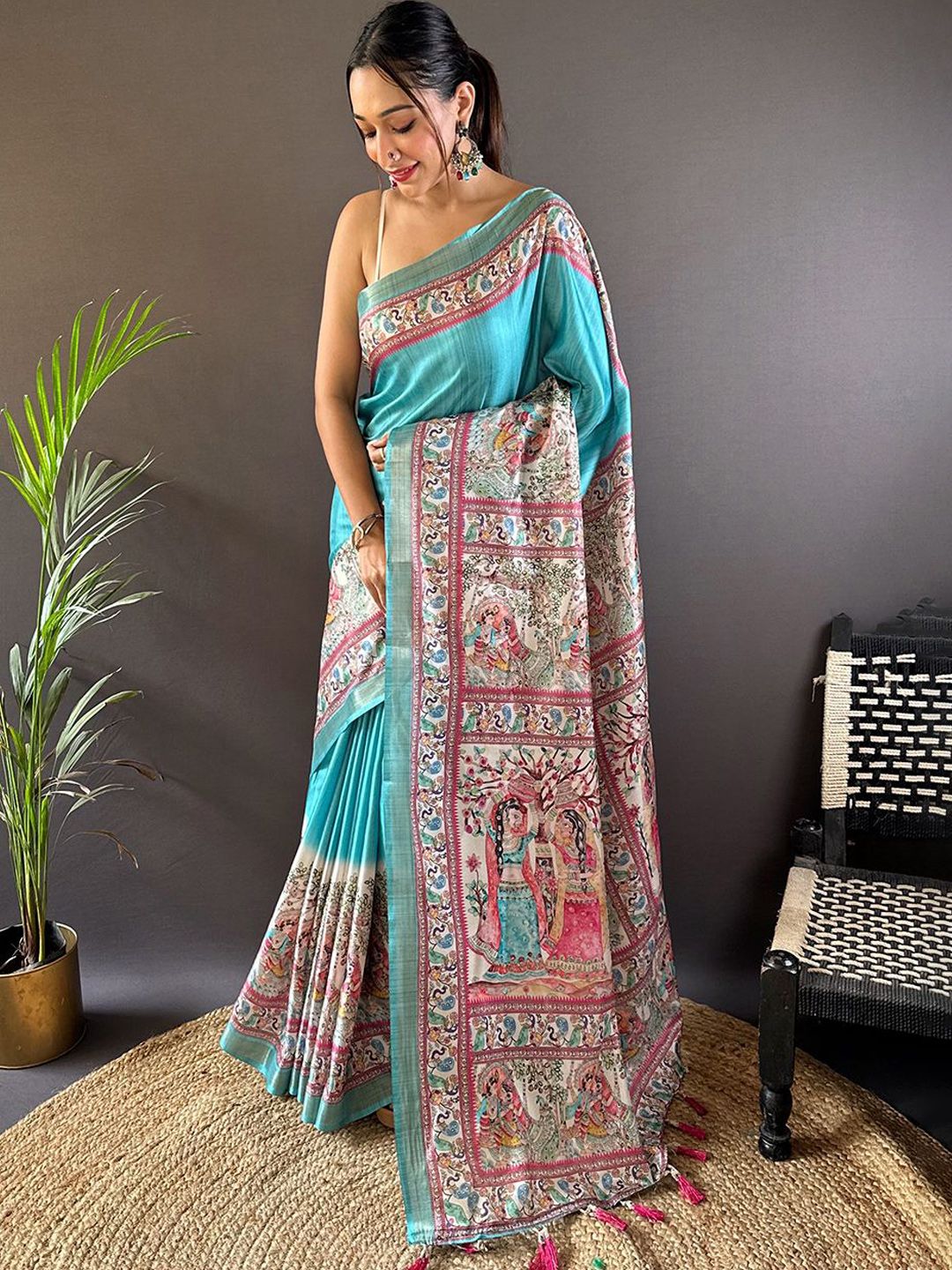 Mitera Ethnic Motifs Tussar Saree - Distacart