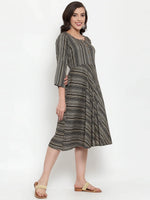 Thumbnail for Jompers Women's Black Printed Fit and Flare Ethnic Dress - Distacart