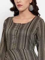Thumbnail for Jompers Women's Black Printed Fit and Flare Ethnic Dress - Distacart