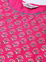 Thumbnail for Jompers Women's Pink & Golden Yoke Design Kurta with Palazzos - Distacart