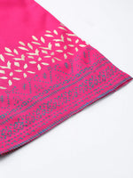 Thumbnail for Jompers Women's Pink & Golden Yoke Design Kurta with Palazzos - Distacart