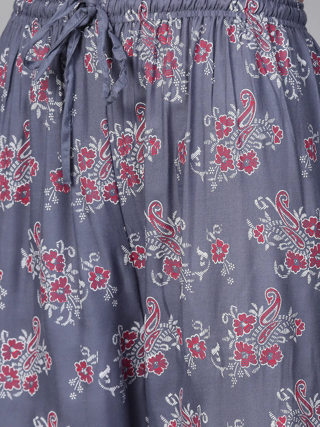 Jompers Women's Grey & Pink Block Printed Kurta with Palazzos - Distacart