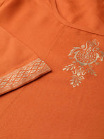 Thumbnail for Jompers Women's Orange & Golden Block Printed Kurta with Palazzos - Distacart