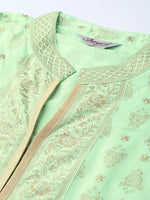 Thumbnail for Jompers Women's Green & Golden Block Print Kurta with Palazzos - Distacart