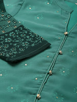 Thumbnail for Jompers Women's Printed Mukaish Kurta with Palazzos - Green - Distacart