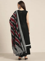 Thumbnail for Jompers Women's Kurta with Palazzos & Ikkat Dupatta - Black - Distacart