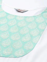 Thumbnail for Jompers Women's Yoke Design Jacquard Kurta with Palazzos & Dupatta - Off-White - Distacart