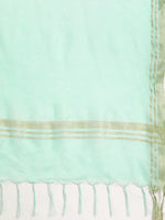 Thumbnail for Jompers Women's Yoke Design Jacquard Kurta with Palazzos & Dupatta - Off-White - Distacart
