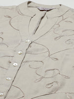 Thumbnail for Jompers Women's Grey & Pink Floral Embroidered Regular Kurta with Palazzos & Dupatta - Distacart