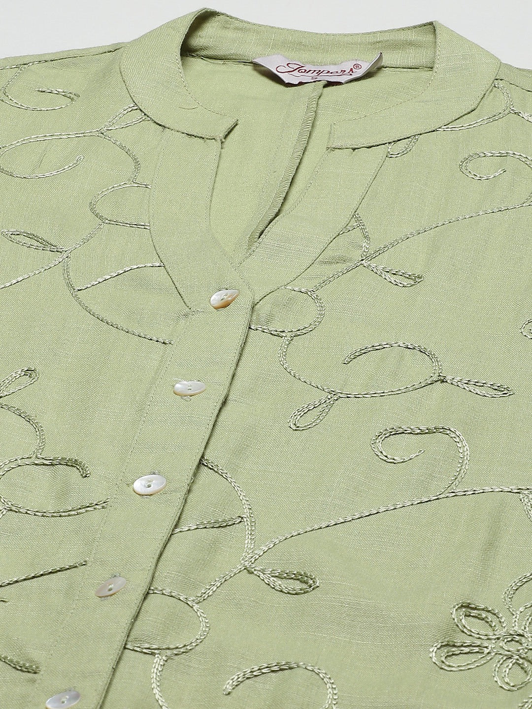 Jompers Women's Lime Green & Pink Floral Embroidered Kurta with Palazzos & Dupatta - Distacart