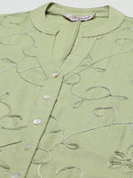 Thumbnail for Jompers Women's Lime Green & Pink Floral Embroidered Kurta with Palazzos & Dupatta - Distacart