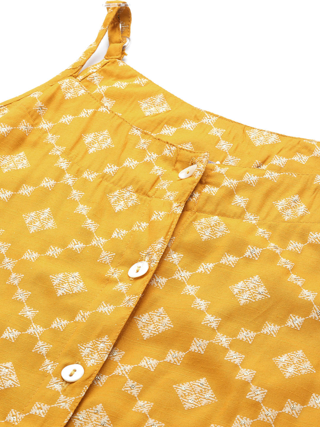 Jompers Women's Printed Kurta with Palazzos & With Chikankari Dupatta - Mustard - Distacart