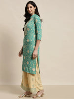 Thumbnail for Jompers Women's Gotta Patti work Kurta, Palazzos & Dupatta - Sky Blue - Distacart