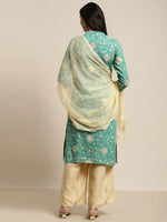 Thumbnail for Jompers Women's Gotta Patti work Kurta, Palazzos & Dupatta - Sky Blue - Distacart